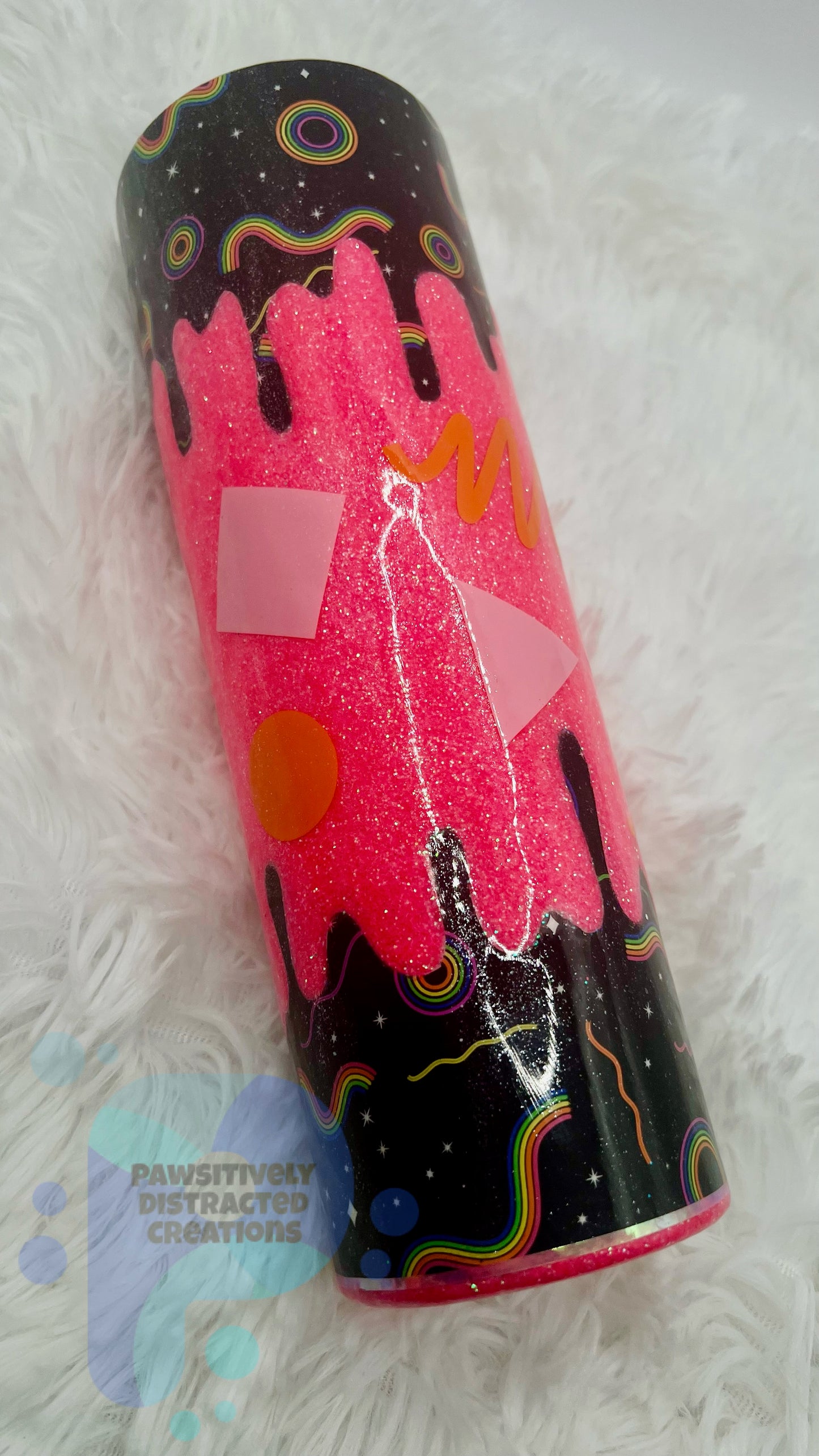 Pink glitter, double drip 30oz Tumbler