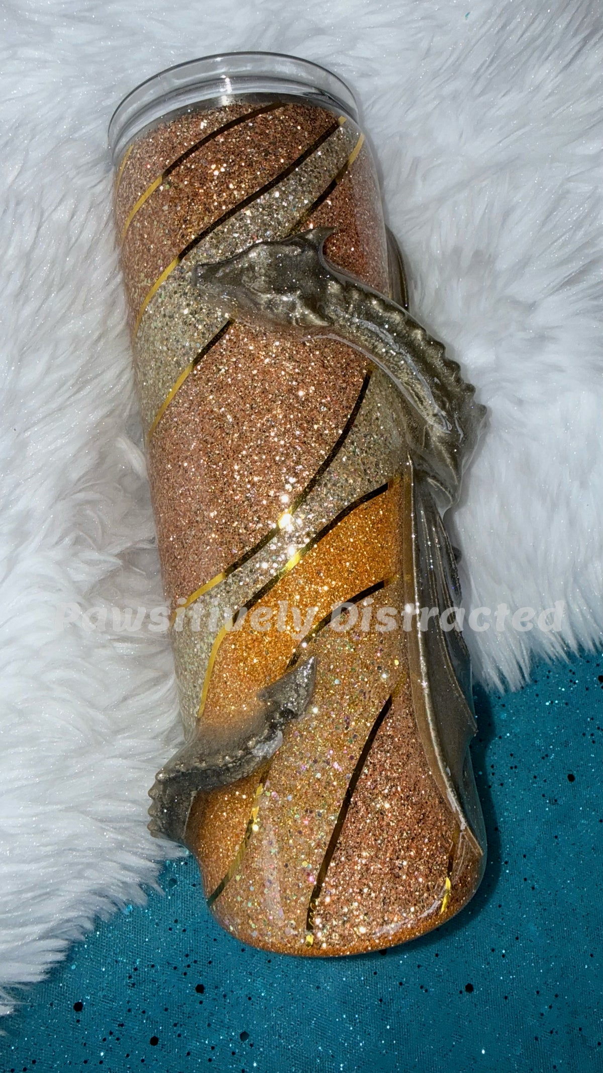 Gold Glitter, 3d Dragon 20oz Tumbler