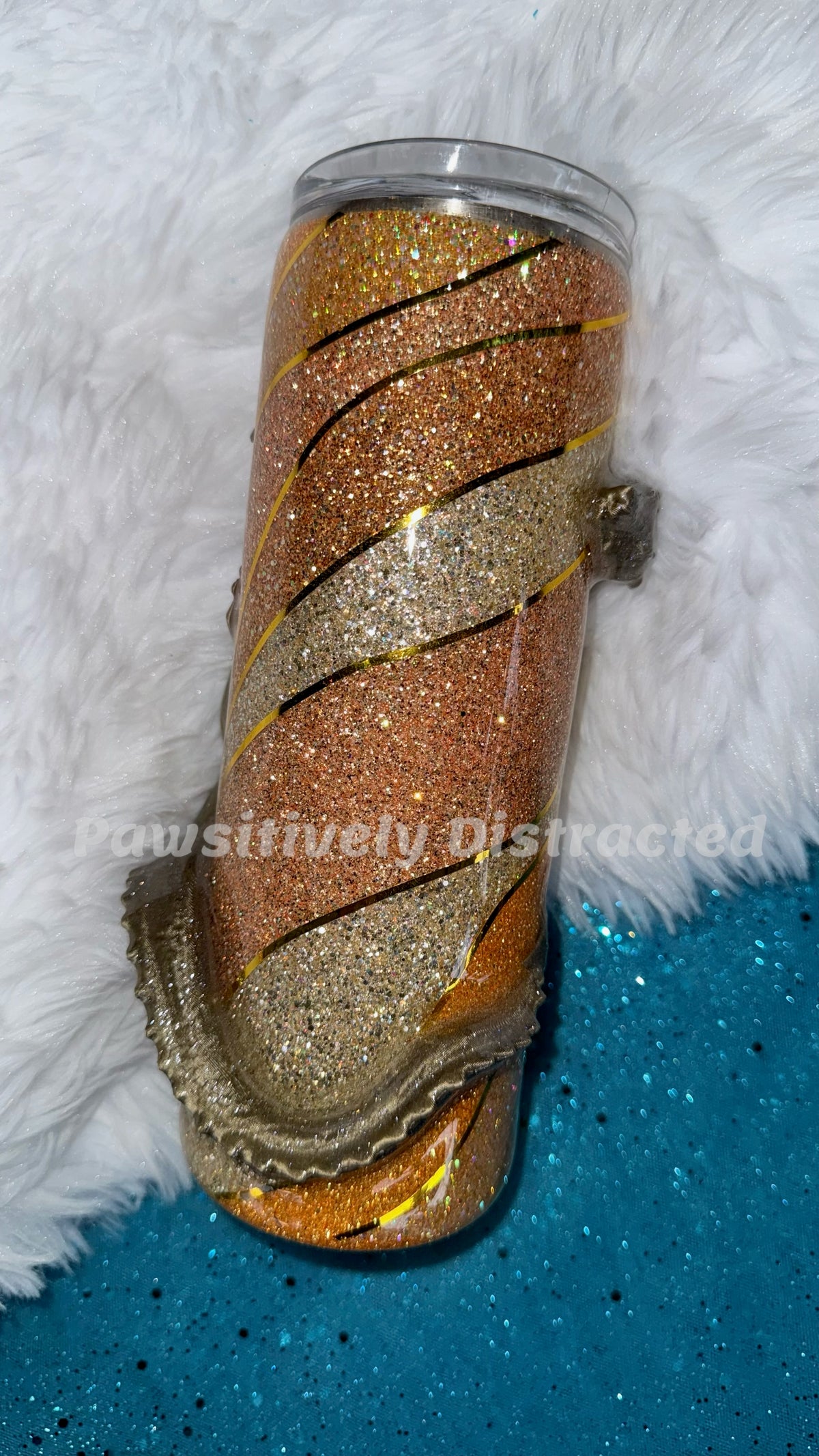 Gold Glitter, 3d Dragon 20oz Tumbler