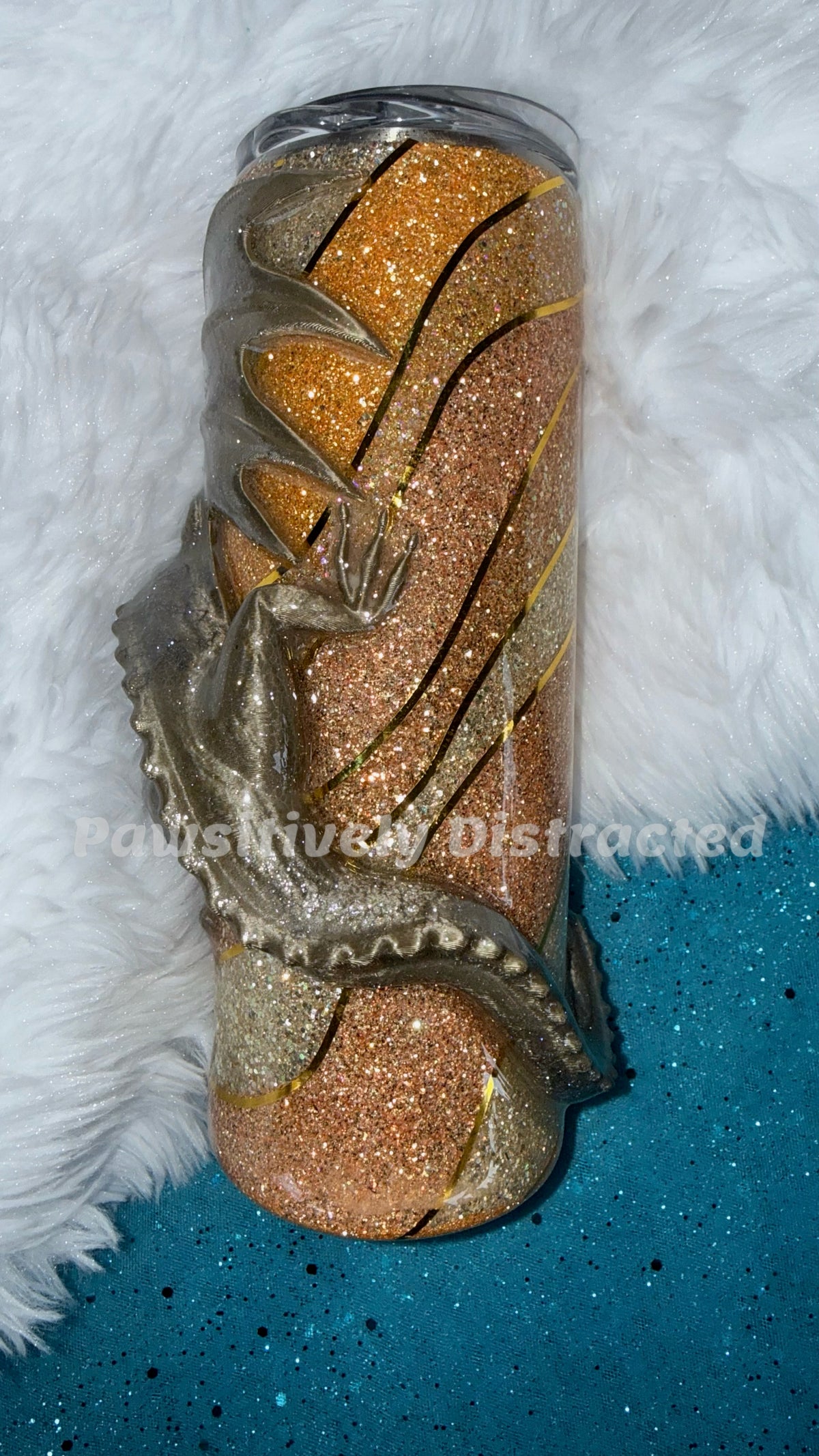Gold Glitter, 3d Dragon 20oz Tumbler