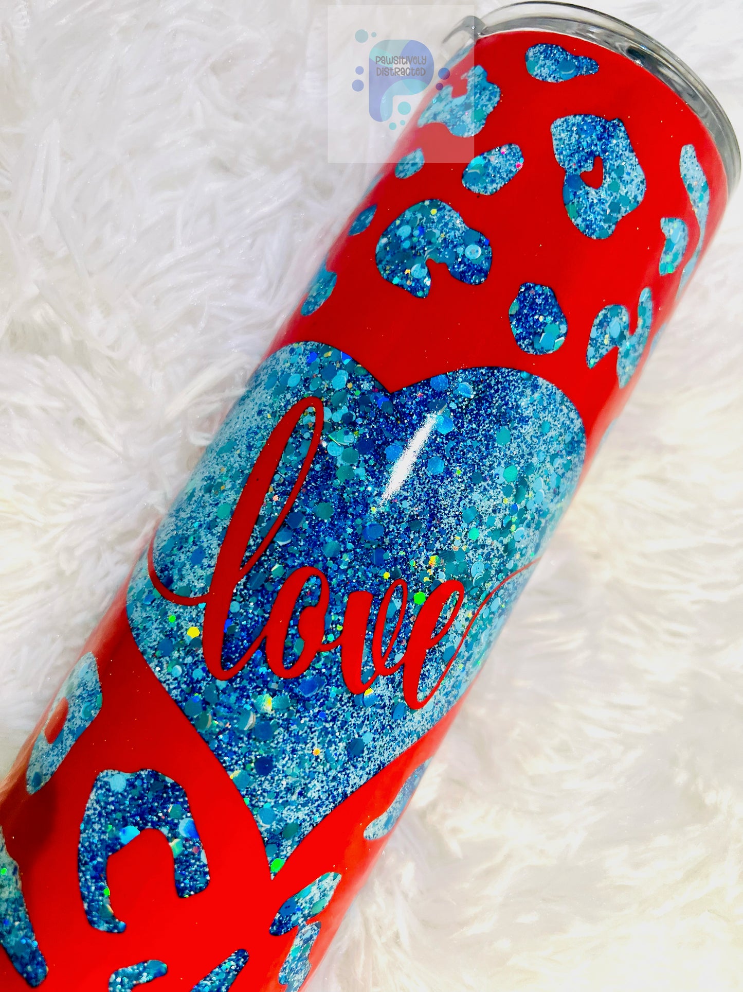 Love and Leopard Spots Peekaboo Red and Blue 20oz Tumbler