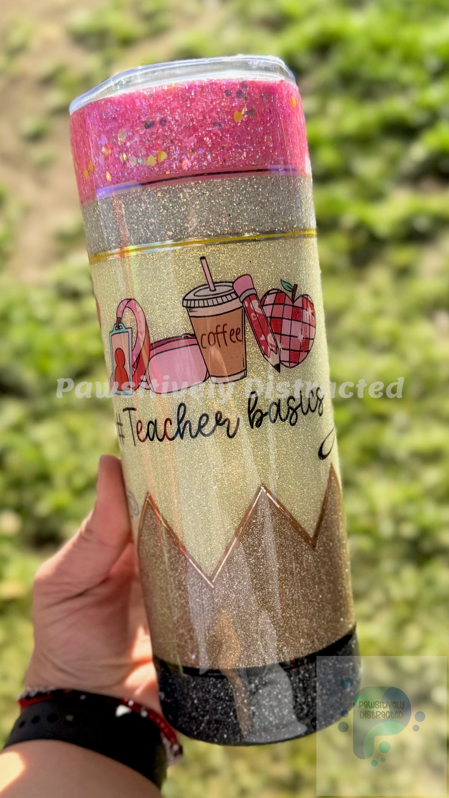 Teacher Glittered Pencil Tumbler 20oz