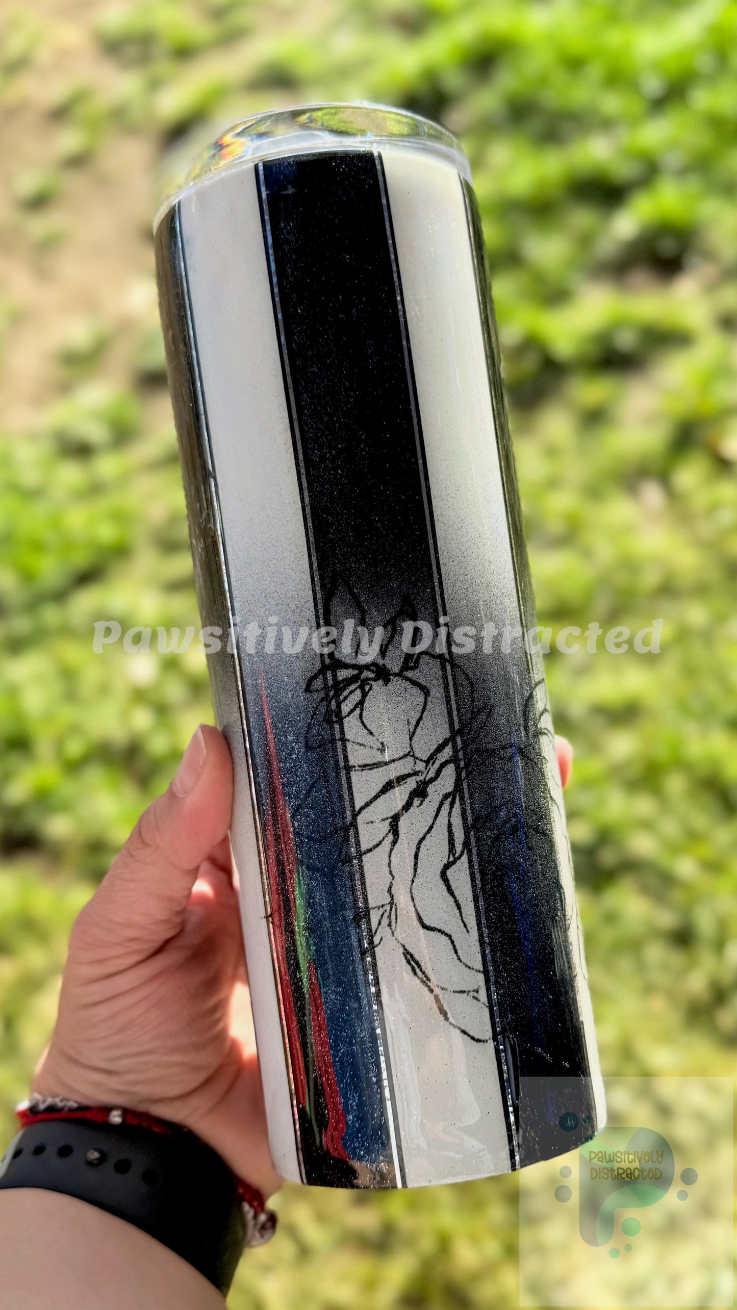 Black and White Reverse Ombre Tumbler with Flowers 20oz Tumbler