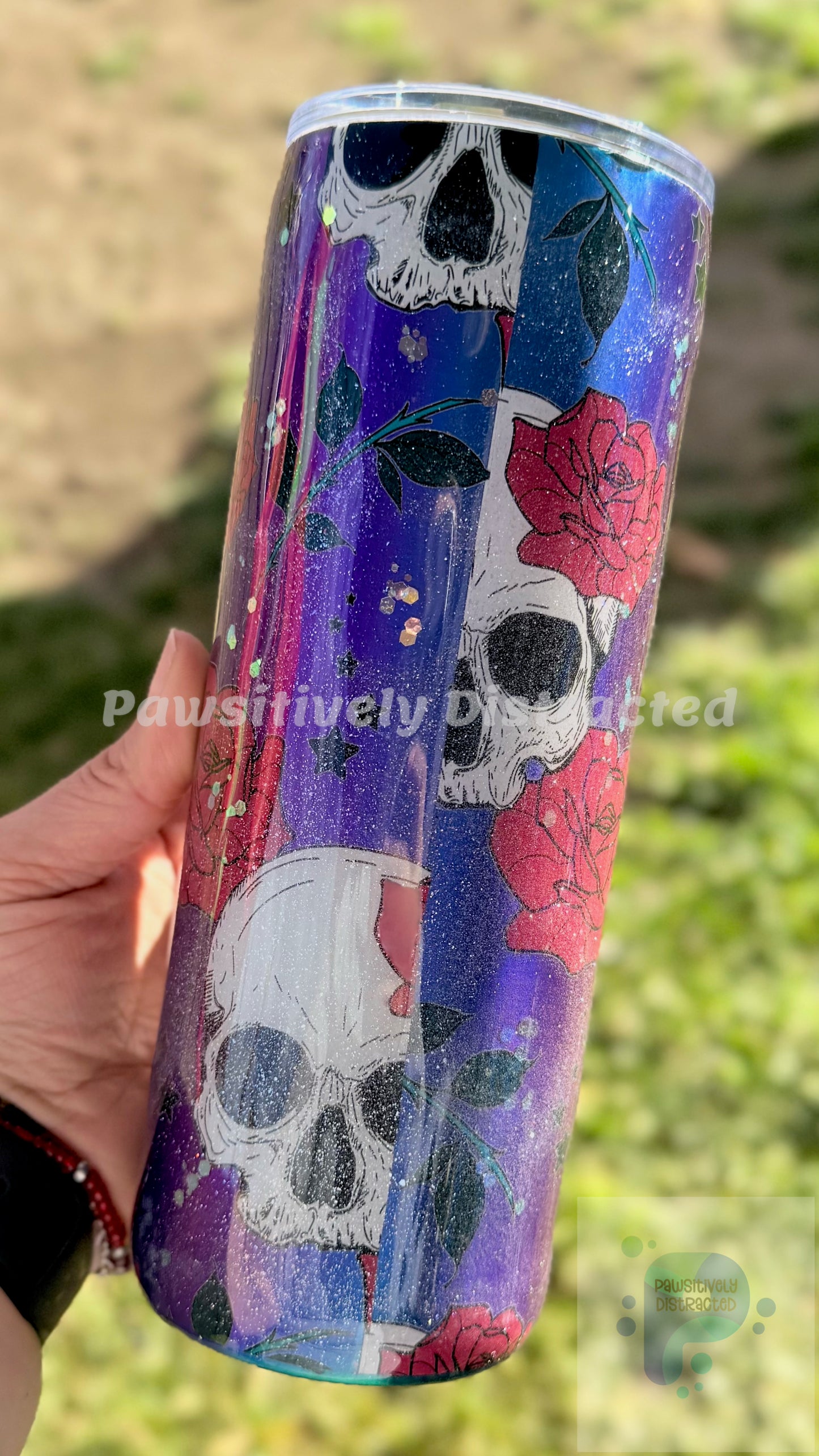 Purple Tumbler with Skulls and Roses 20oz Tumbler