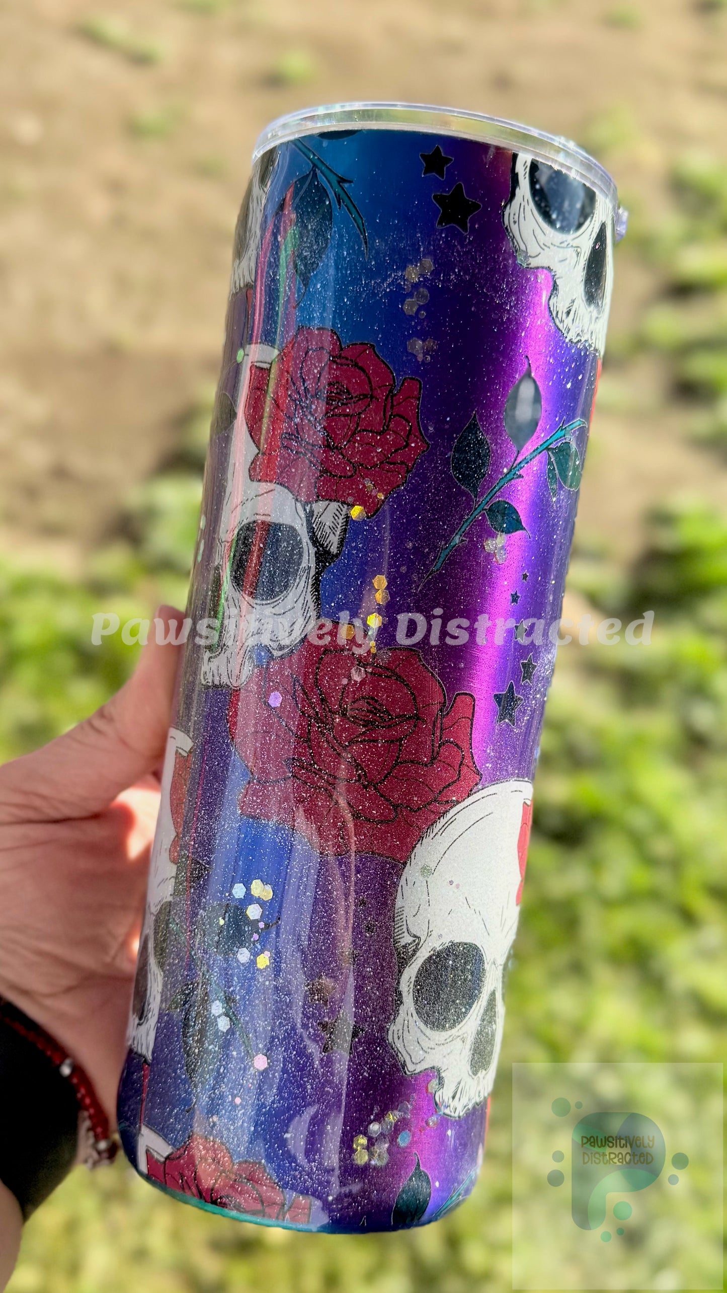 Purple Tumbler with Skulls and Roses 20oz Tumbler
