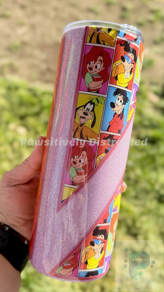 Multi-Character Purple Glitter 20oz Tumbler